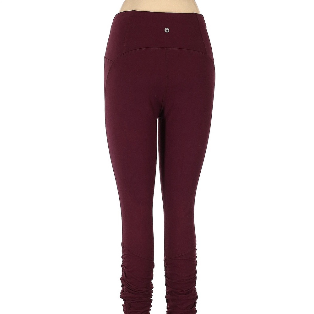 Lulu Lemon Maroon Ruched Leggings Size 6